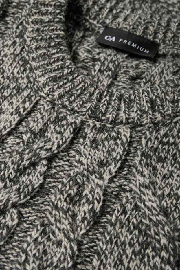 Men - Jumper - cable knit pattern - dark gray