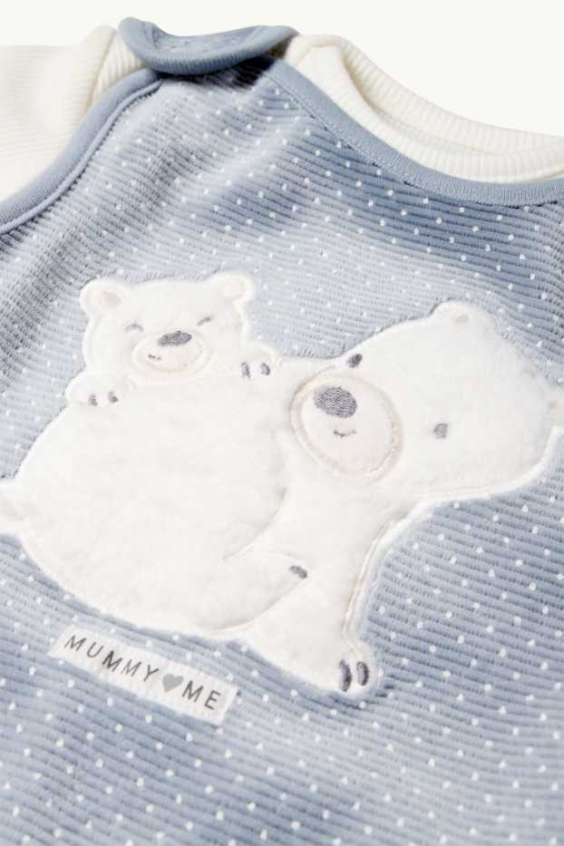 Unisexe - Ours polaire - ensemble avec grenouillère - côtelé - 2 pièces - gris