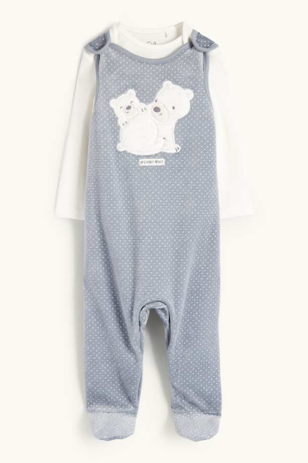 Unisexe - Ours polaire - ensemble avec grenouillère - côtelé - 2 pièces - gris