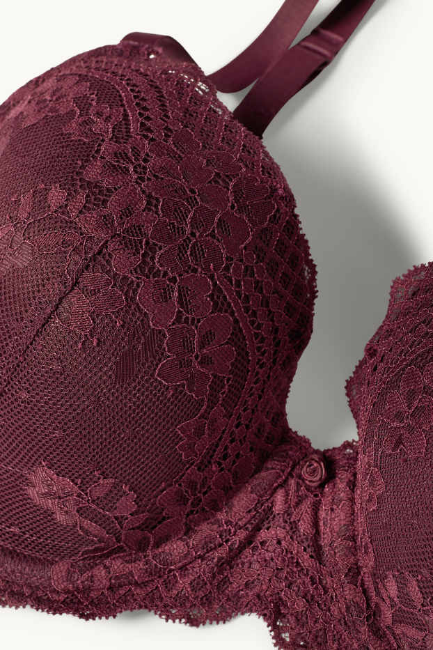Women - Underwire bra - FULL COVERAGE - padded - bordeaux