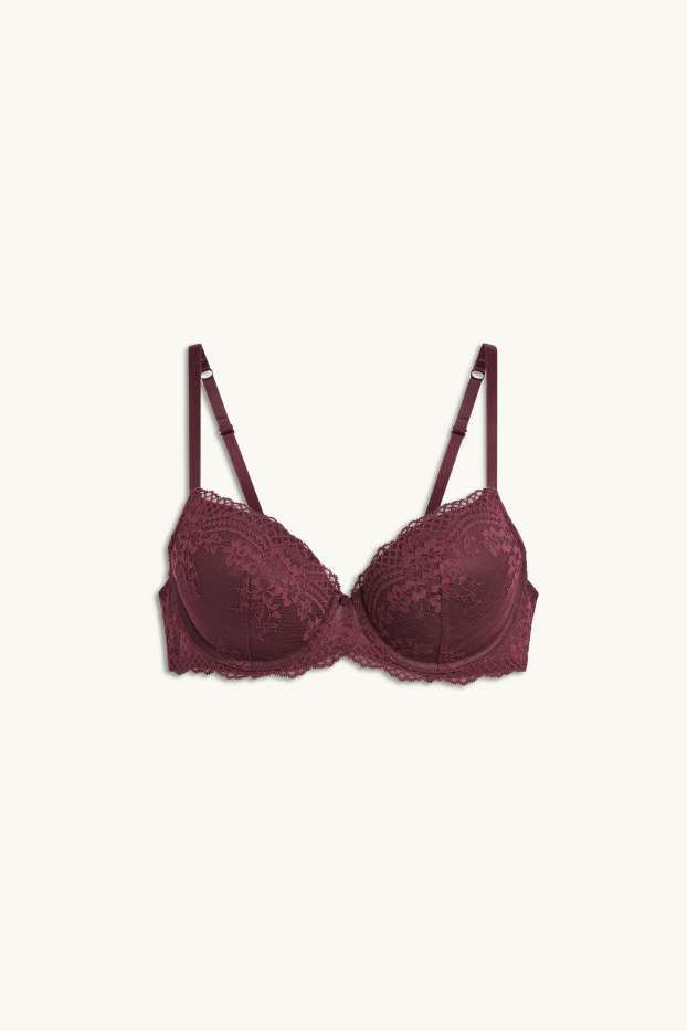 Women - Underwire bra - FULL COVERAGE - padded - bordeaux