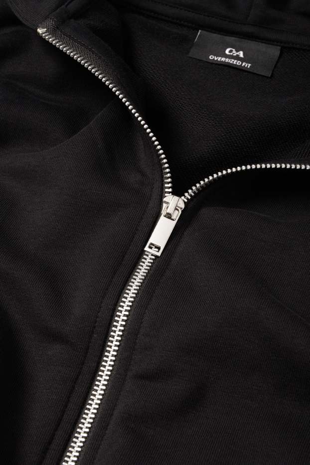 Uomo - Felpa con zip e cappuccio - nero