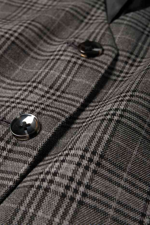 Donna - Gilet - sciancrato - a quadretti - grigio scuro