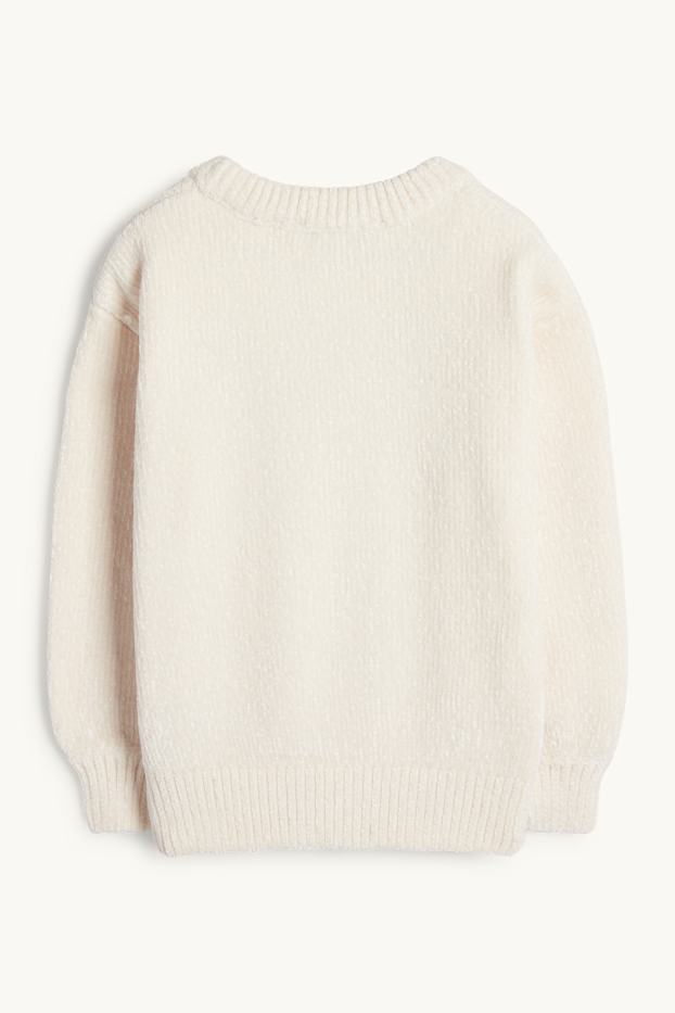 Bambine - Cane - maglione di ciniglia - beige chiaro