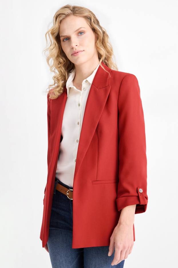 Femei - Blazer lung - regular fit - roșu