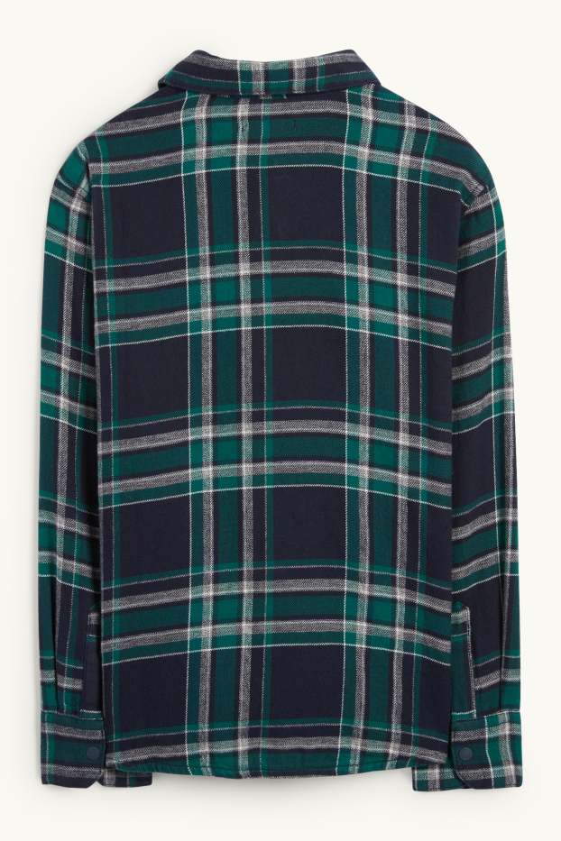 Nen - Camisa de franel·la - de quadres - verd fosc