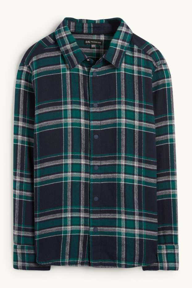 Nen - Camisa de franel·la - de quadres - verd fosc