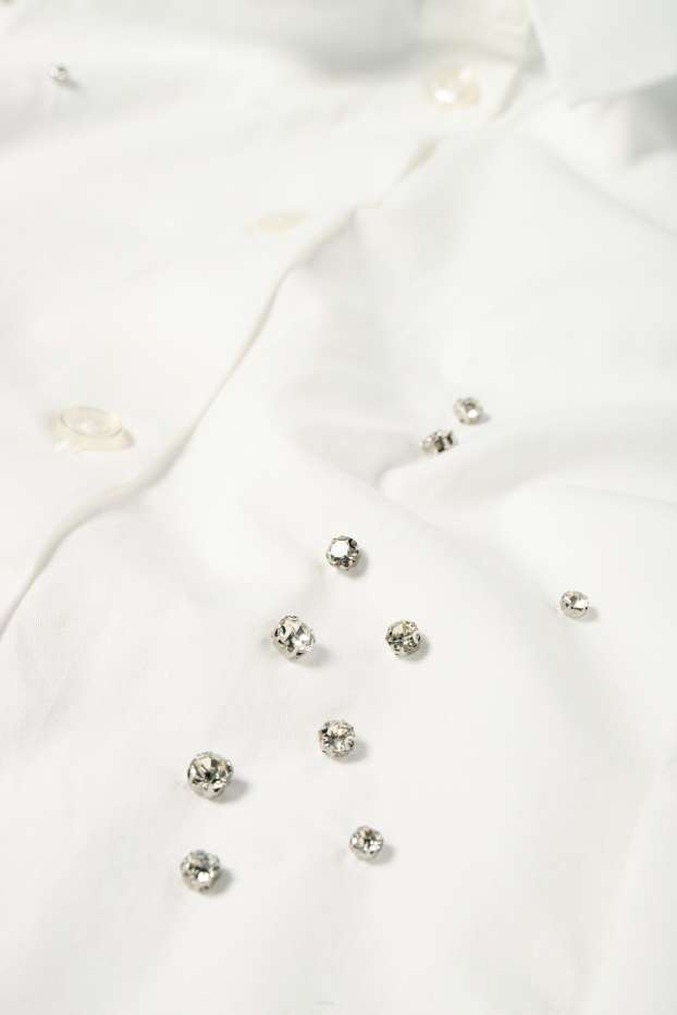 Damen - Bluse mit Strasssteinen - weiss