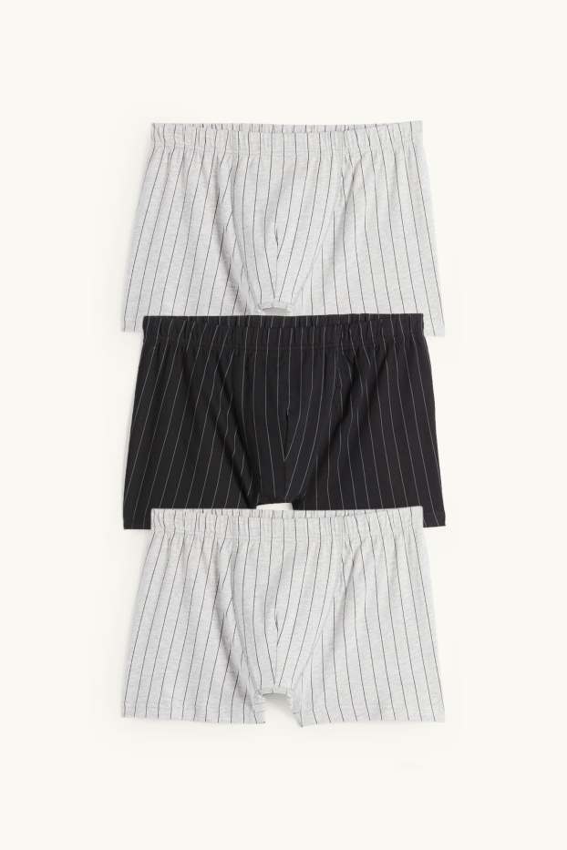 Herren - Multipack 3er - Trunks - Nadelstreifen - schwarz