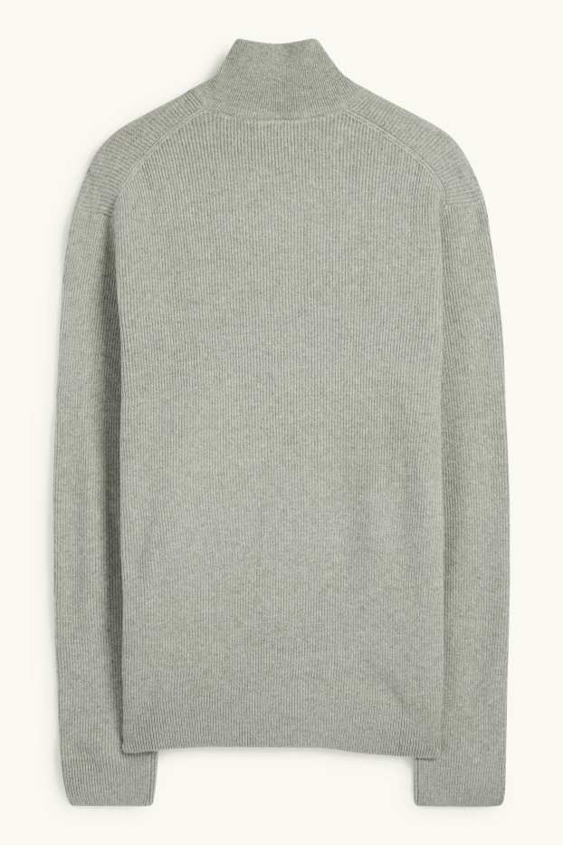 Uomo - Maglione - a coste - grigio chiaro