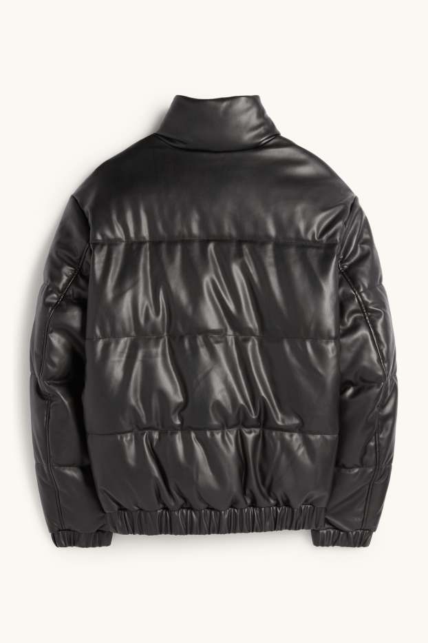 Home - Jaqueta embuatada - pell sintètica - negre