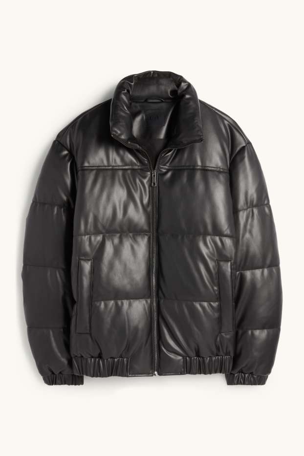 Home - Jaqueta embuatada - pell sintètica - negre