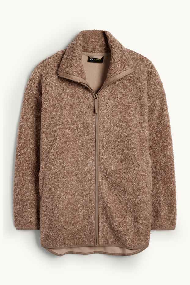 Damen - Bouclé-Funktions-Sweatjacke - braun