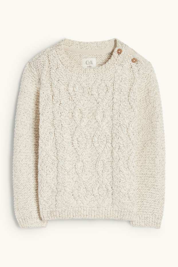 Neonati - Maglione neonati - motivo treccia - bianco crema