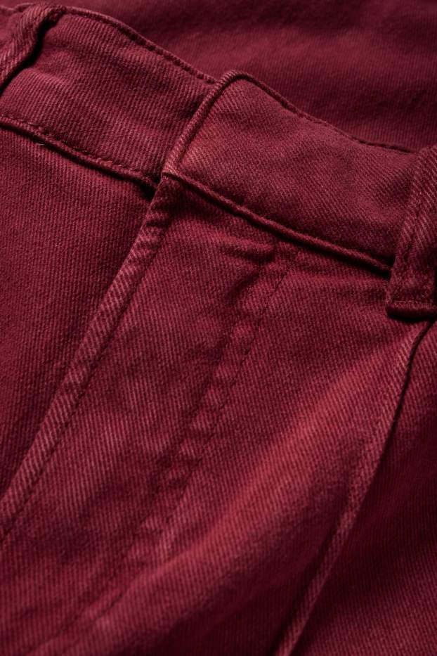 Damen - Stoffhose - High Waist - Wide Leg - bordeaux