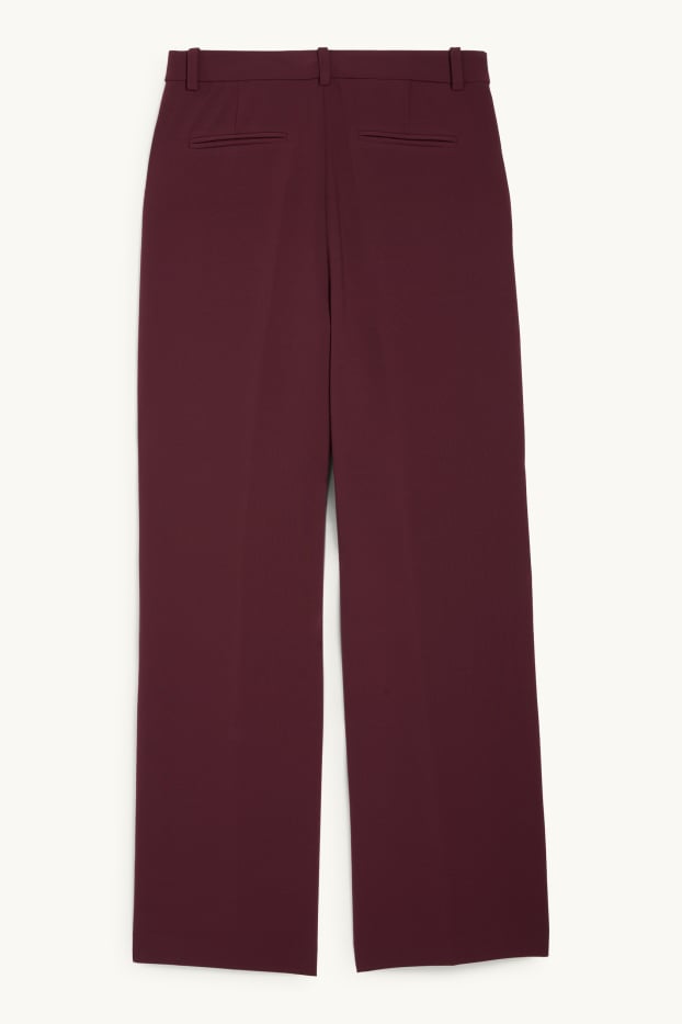 Femmes - Pantalon de bureau - high waist - wide leg - bordeaux
