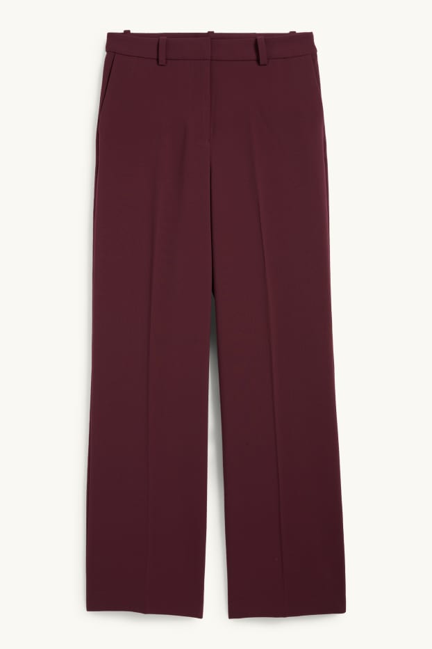 Femmes - Pantalon de bureau - high waist - wide leg - bordeaux