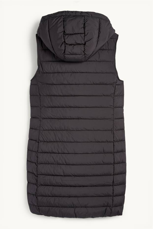 Femmes - Doudoune sans manches à capuche - noir