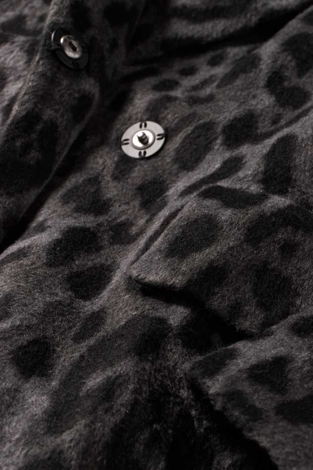 Femmes - Manteau - imprimé léopard - gris foncé