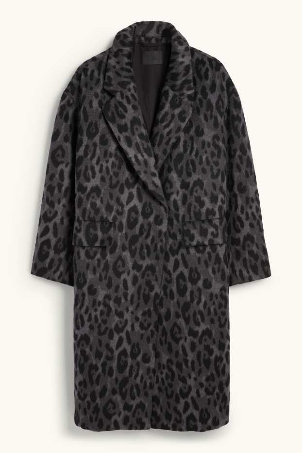 Femmes - Manteau - imprimé léopard - gris foncé