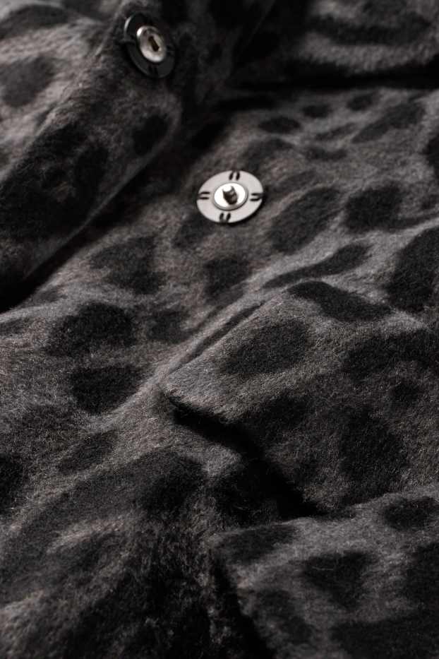 Donna - Cappotto - stampa leopardata - grigio scuro