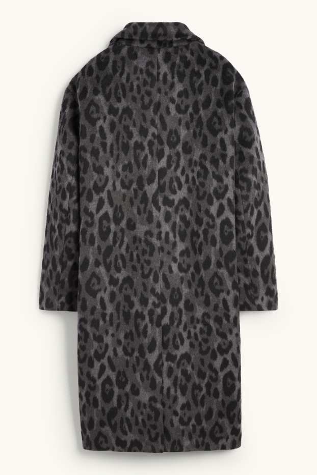 Donna - Cappotto - stampa leopardata - grigio scuro