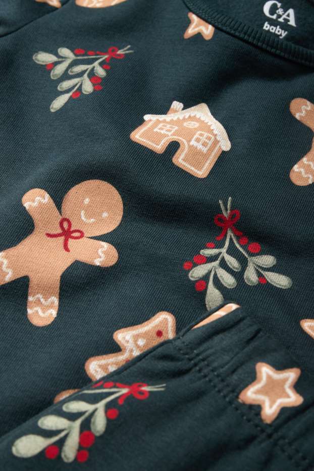 Baby Mädchen - Mini Me - Lebkuchen - Baby-Weihnachts-Pyjama - 2 teilig - dunkelgrün