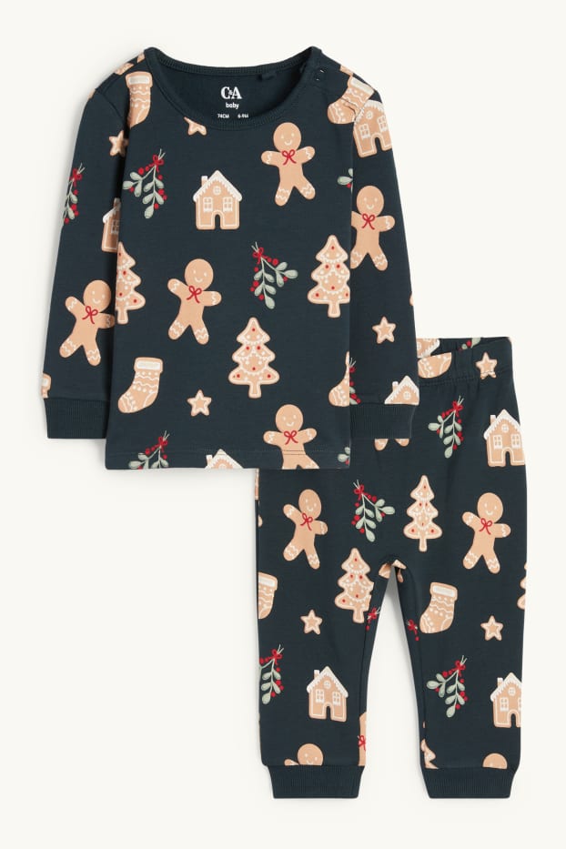 Baby Mädchen - Mini Me - Lebkuchen - Baby-Weihnachts-Pyjama - 2 teilig - dunkelgrün