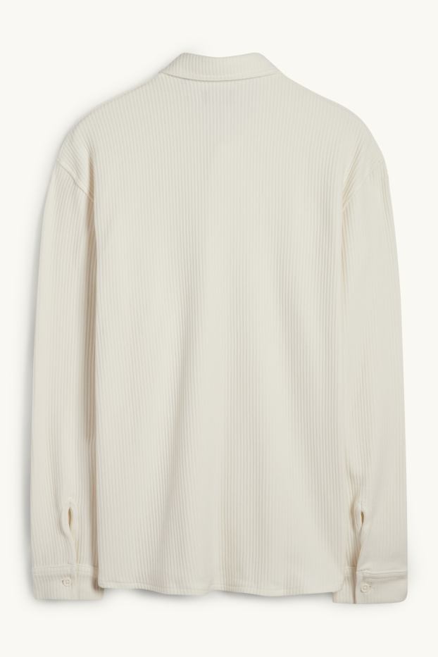 Herren - Hemd - Relaxed Fit - Kent - gerippt - weiss