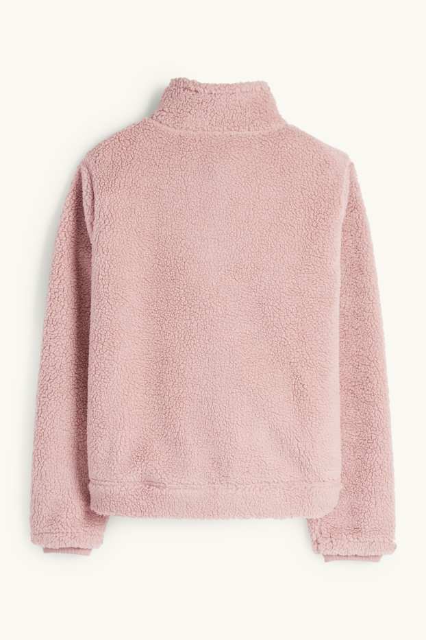 Femei - Hanorac de pluș cu fermoar - roz
