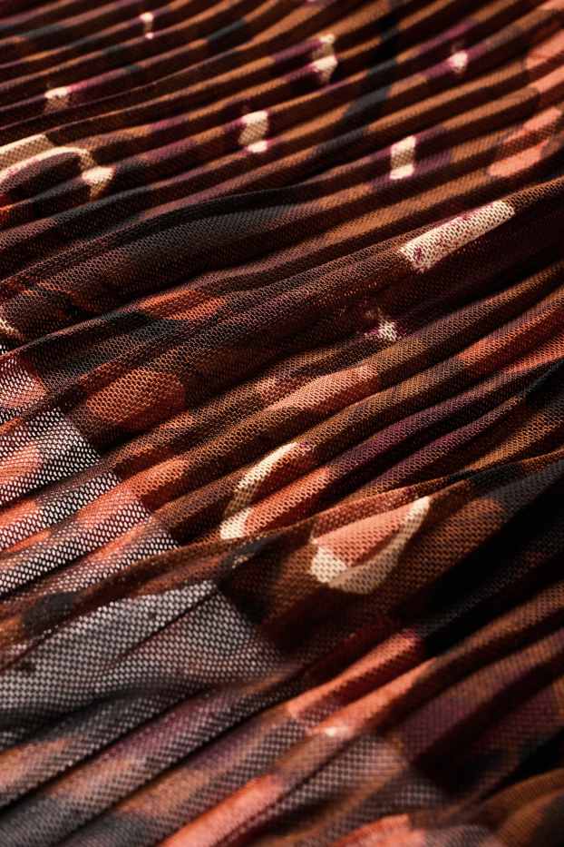 Femmes - Jupe en maille-filet - à motif - marron