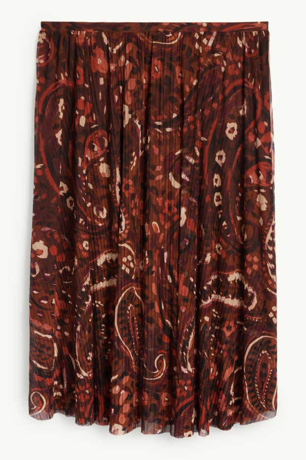 Femmes - Jupe en maille-filet - à motif - marron