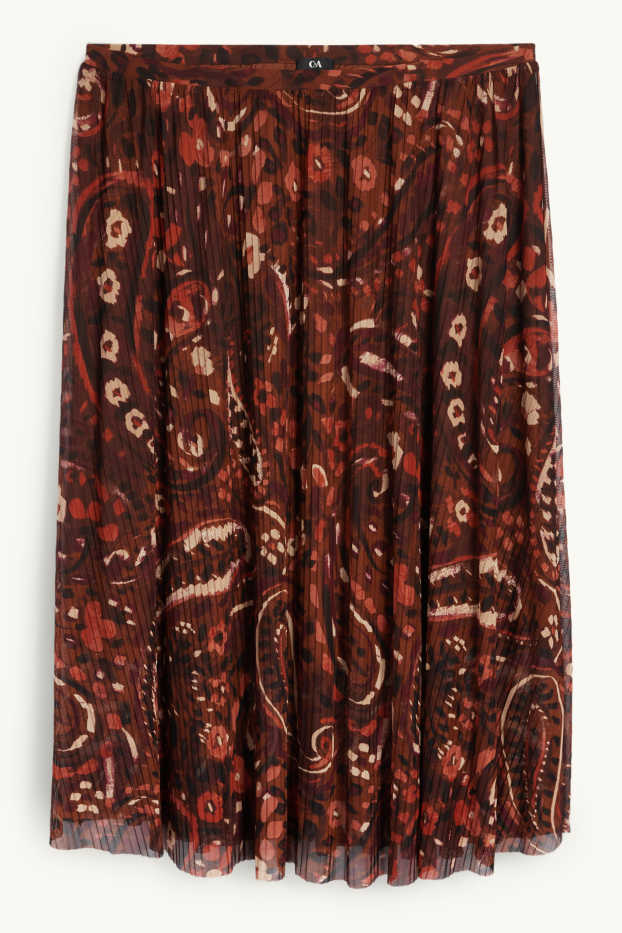 Femmes - Jupe en maille-filet - à motif - marron