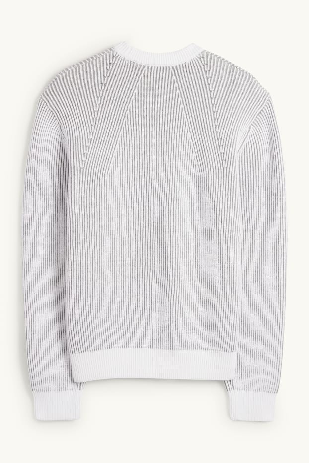 Men - Jumper - ribbed - white / gray