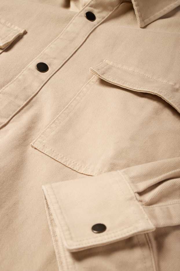 Hommes - Chemise en jean - relaxed fit - col kent - beige