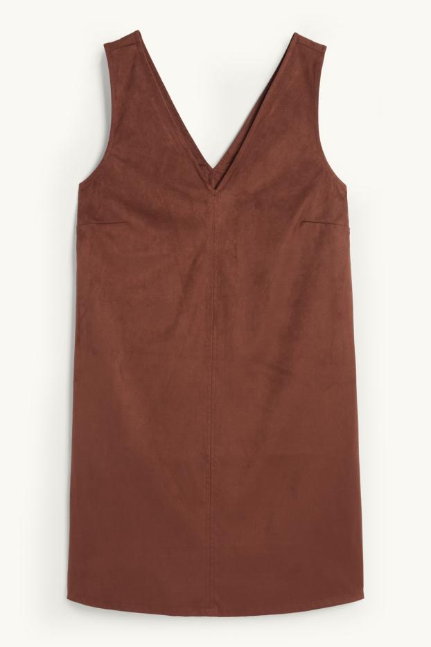 Femei - Rochie - straight fit - imitație de piele întoarsă - maro