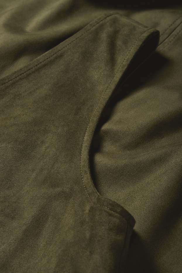 Femei - Rochie - straight fit - imitație de piele întoarsă - verde închis