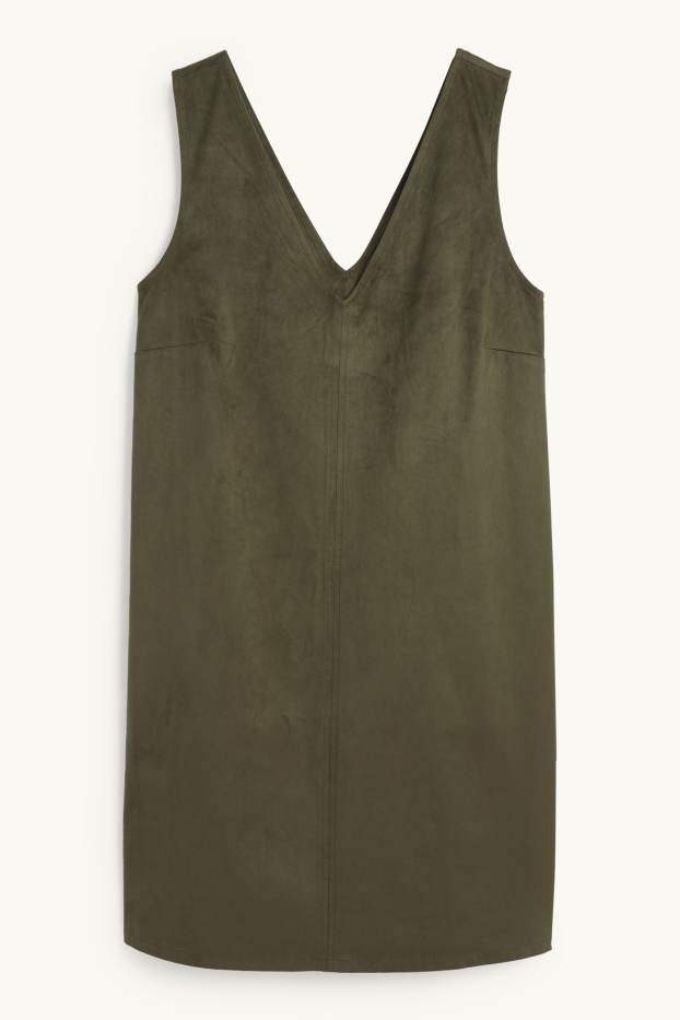 Femei - Rochie - straight fit - imitație de piele întoarsă - verde închis