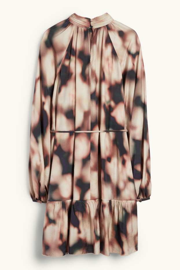 Femmes - Robe évasée - à motif - noir / beige