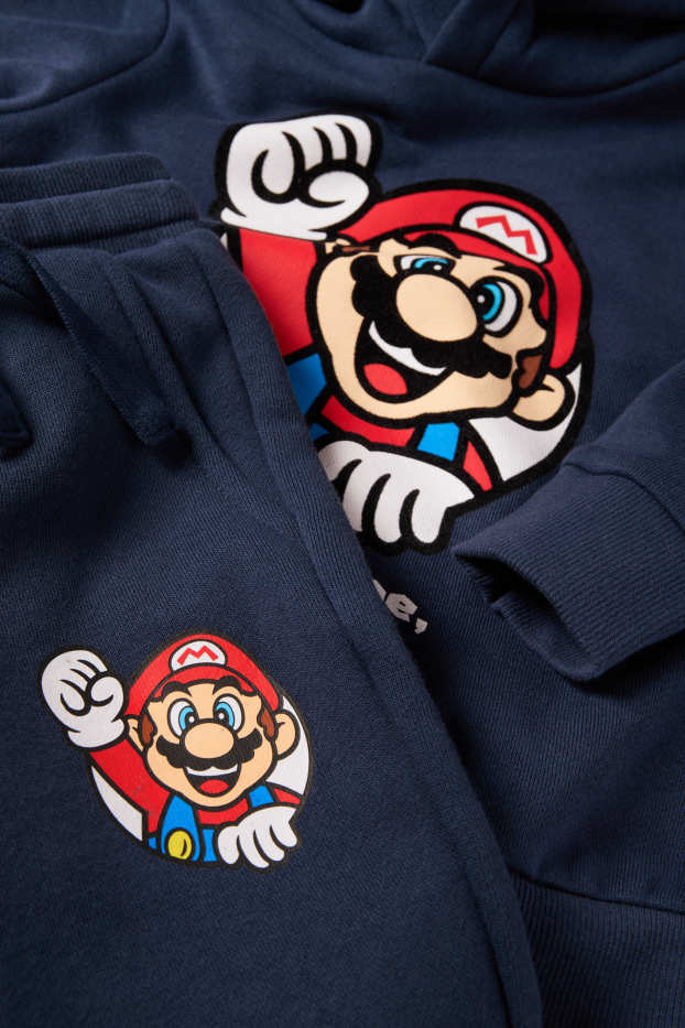 Enfants garçons - Super Mario - ensemble - sweat à capuche et pantalon de jogging - 2 pièces - bleu foncé
