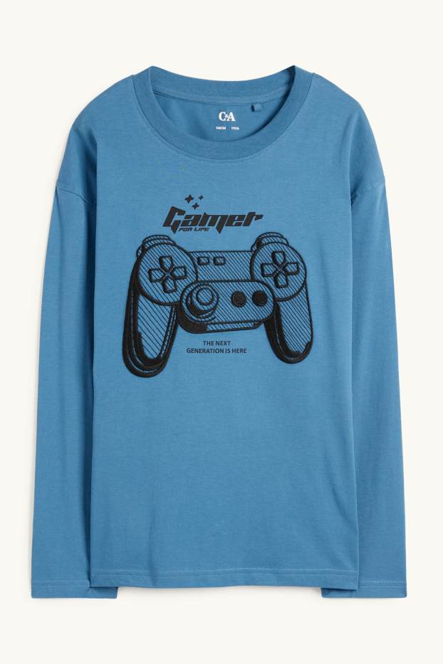 Enfants garçons - Controller jeux vidéo - haut à manches longues - bleu