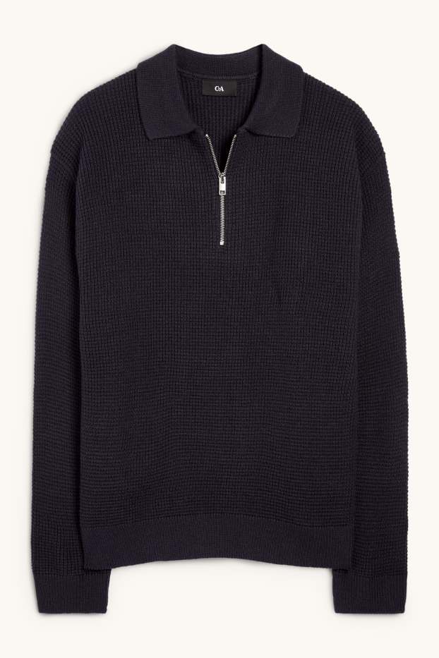 Home - Jersei - texturat - blau fosc