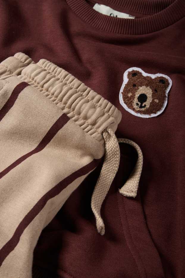 Copii - Băieți - Urs - set - bluză de molton și pantaloni de trening - 2 piese - maro