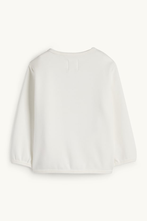 Unisexe - Tic et Tac - sweat bébé - doublure en peluche - blanc crème