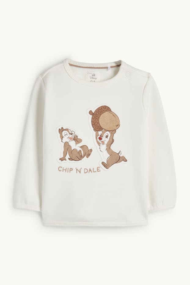 Unisexe - Tic et Tac - sweat bébé - doublure en peluche - blanc crème