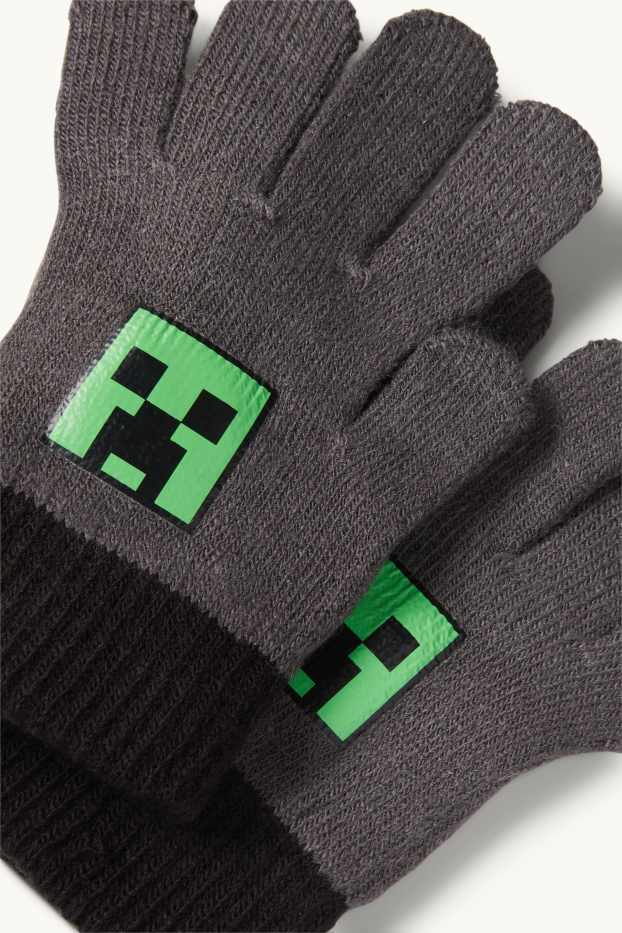 Kinder Jungen - Minecraft - Handschuhe - dunkelgrau