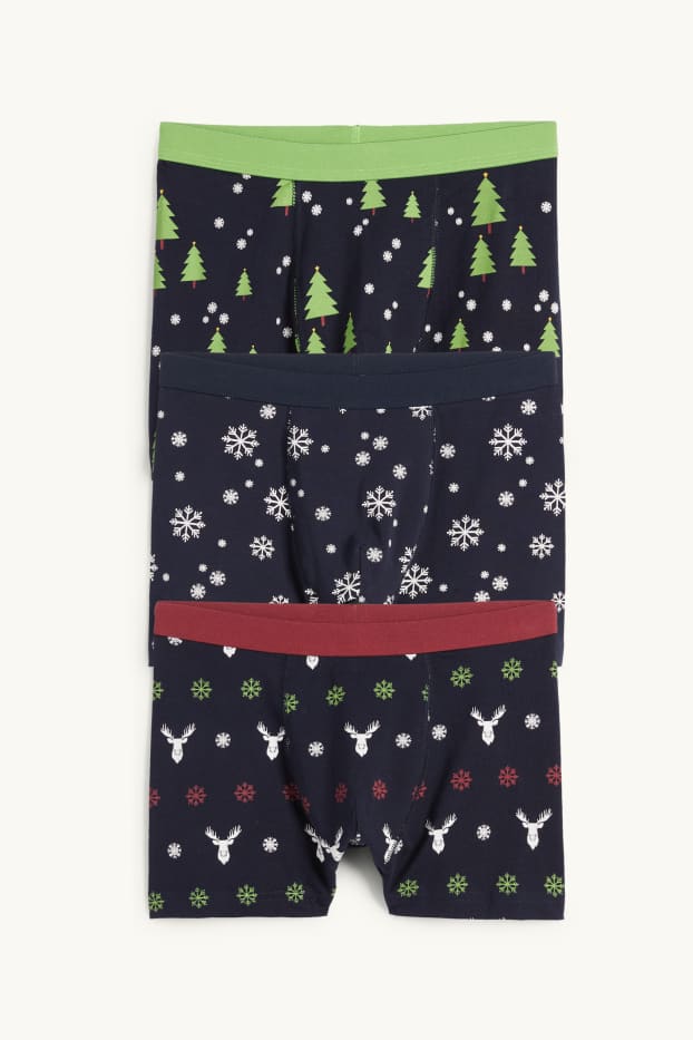 Nen - Paquet de 3 - bòxers nadalencs - blau fosc