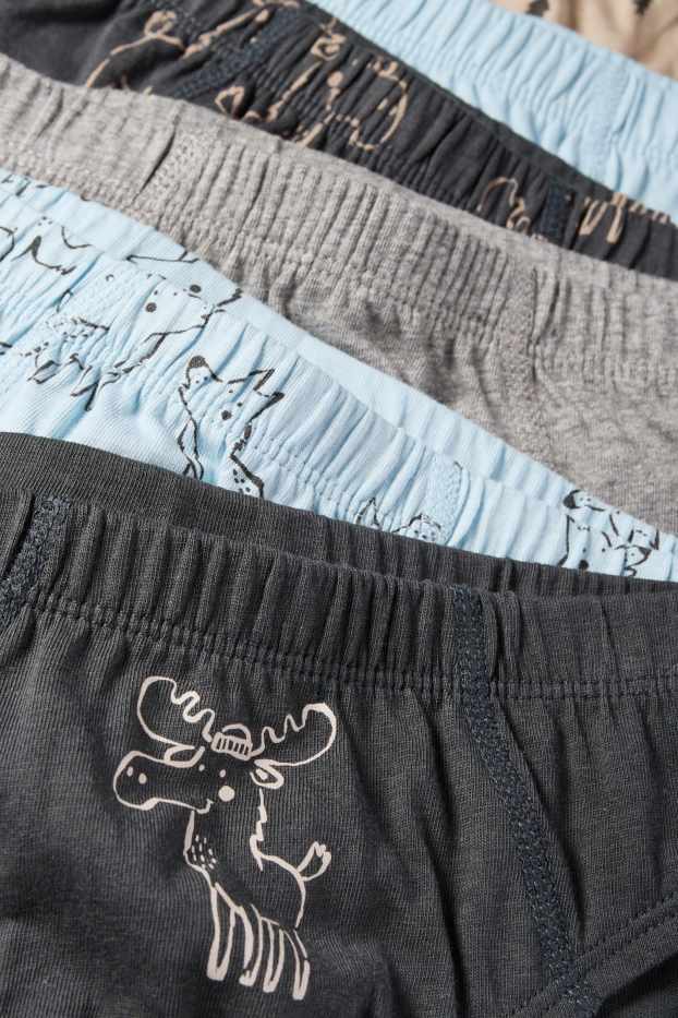 Enfants garçons - Lot de 7 - loup, élan et sapin - slip - bleu clair