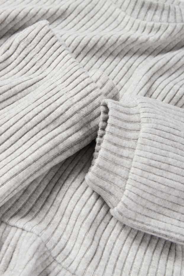 Kinderen: meisjes - Set - longsleeve en flared legging - geribd - 2-delig - lichtgrijs