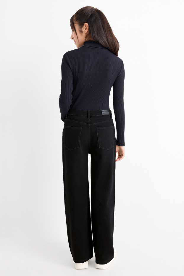 Niñas - Wide leg jeans - vaqueros - gris oscuro